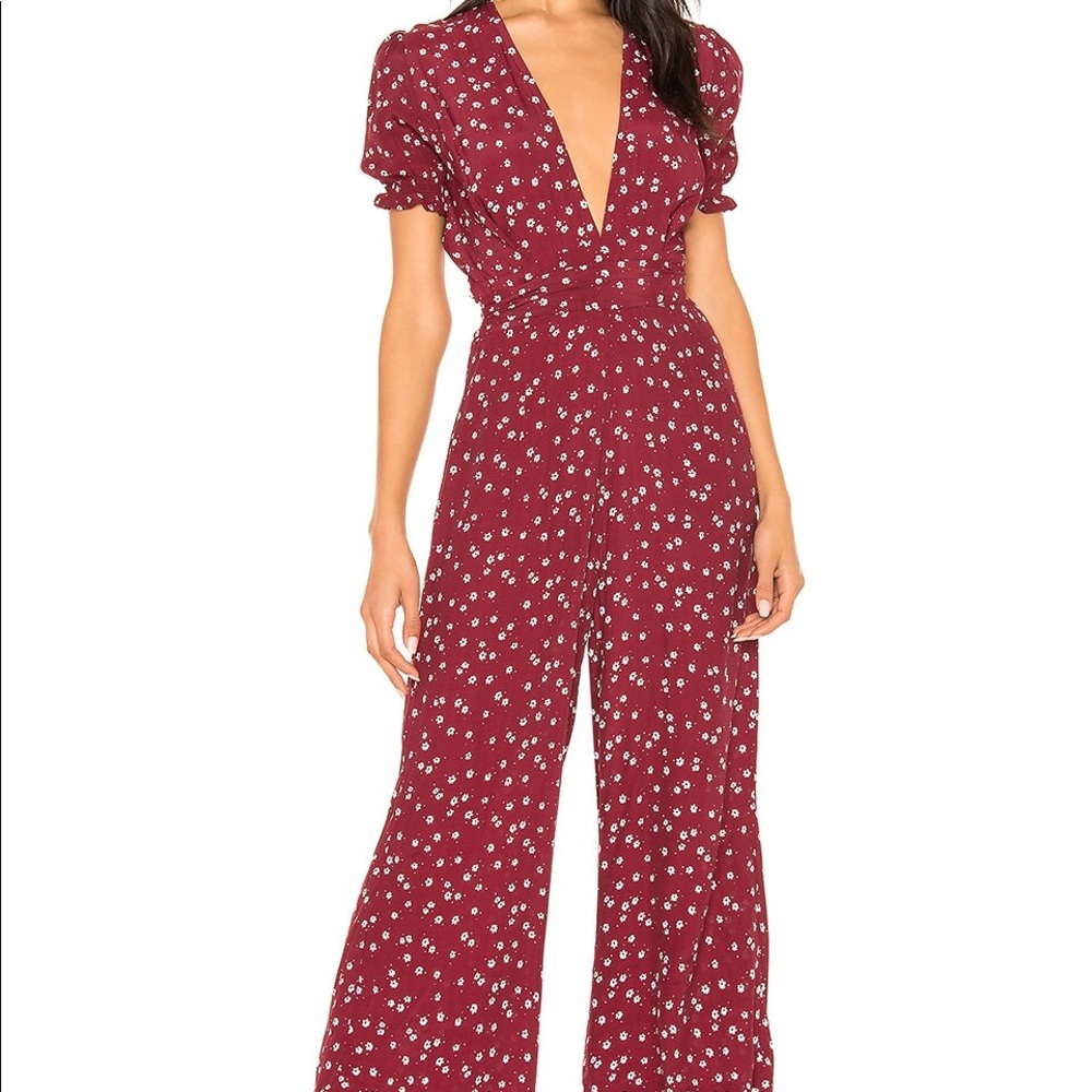 Faithfull Bonnie Red Berry Floral Jumpsuit 4/ Small